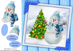 Gorgeous Snowman In Wooly Hat & Scarf 8x8