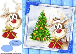 Gorgeous Reindeer In Santa Hat 8x8