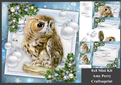 Gorgeous Brown Owl With Baubles 8x8 Mini Kit