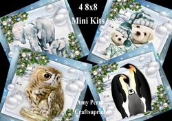 4 8x8 Mini Kit Christmas Animals Blue