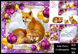 Gorgeous Foxes With Purple & Gold Baubles 8x8 Mini Kit