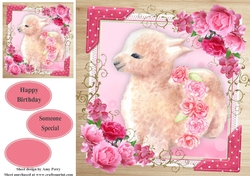 Beautiful Baby Alpaca With Flowers 8x8