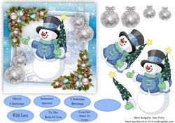 Gorgeous Glitter Snowman 6x6