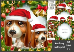 Cute Festive Beagles In Santa Hats 8x8 Mini Kit