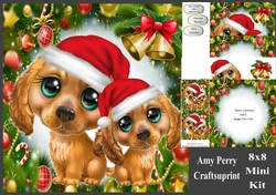 Cute Light Brown Dogs In Santa Hats 8x8 Mini Kit