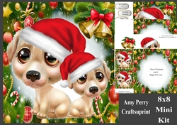 Cute Beige Dogs In Santa Hats 8x8 Mini Kit