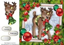 Reindeer With Green Bell 8x8