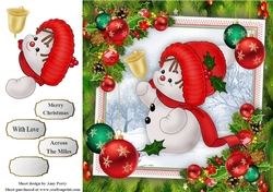 Cute Snowman With Bell 8x8