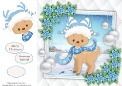 Gorgeous Reindeer With Blue Hat 8x8