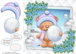 Gorgeous Bear With Snowball 8x8
