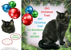 Oh Christmas Tree Humor Black Cat 8x8