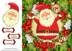 Gorgeous Jolly Santa In Christmas Wreath 8x8