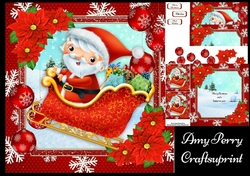 Adorable Santa In His Sleigh With Baubles 8x8 Mini Kit