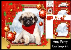 Gorgeous Pug With Winter Scarf 8x8 Mini Kit