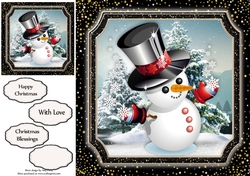 Cute Snowman In Top Hat 8x8