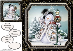 Beautifully Decorated Snowman 8x8