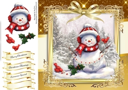 Gorgeous Painted Snowman With Birds 8x8
