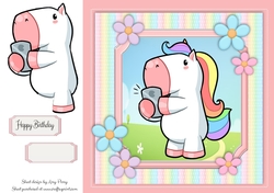 Adorable Unicorn With His Phone 8x8 