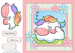 Adorable Unicorn On A Cloud 8x8