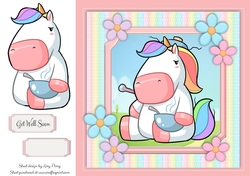 Adorable Get Well Soon Unicorn 8x8 