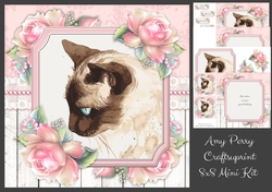 Beautiful Siamese Cat With Pink Roses 8x8 Mini Kit