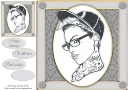 Beautiful Glamour Girl With Hat & Tattoos 8x8