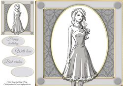 Beautiful Glamour Girl In Grey Dress 8x8