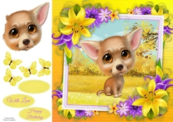 Cute Chihuhua With Yellow corner lily 8x8