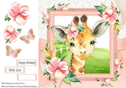 Beautiful Water Colour Giraffe 8x8