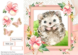 Beautiful Water Colour Hedgehog 8x8 