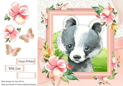 Beautiful Water Colour Badger 8x8