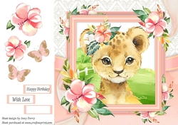 Beautiful Water Colour Lion Cub 8x8