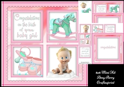 New baby girl squares 8x8 Mini Kit