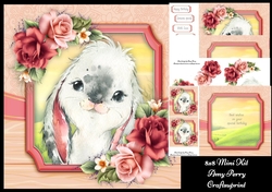 Adorable Grey & White Rabbit 8x8 Mini Kit