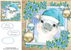 Gorgeous Festive Hippo 8x8