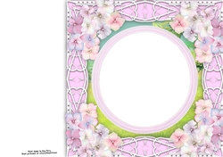 Gorgeous pink and white frame with hydrangea flowers insert blank 8x8