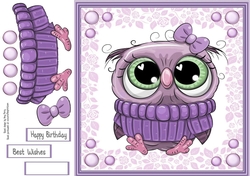 Gorgeous Purple Owl 8x8