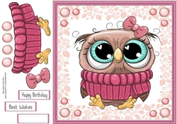 Gorgeous Pink Owl 8x8