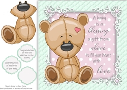 A baby is a gift from above boy teddy 8x8