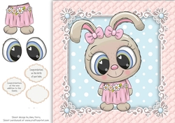 Beautiful bunny in pink dress  8x8