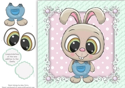 Beautiful bunny in blue dungarees  8x8