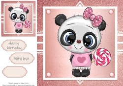 Gorgeous Panda With bow In Rose Gold Frame 8x8