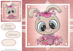 Gorgeous bunny with flowers In Rose Gold Frame 8x8