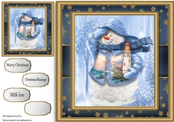 Cute snowman with lighthouse  8x8