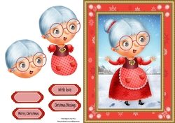 Gorgeous Mrs Claus In Red Snowflake Frame
