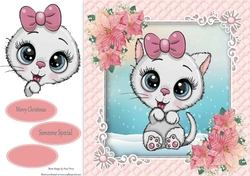 Gorgeous Kitten In Pink Christmas Frame 8x8