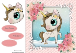 Gorgeous Unicorn In Pink Christmas Frame 8x8