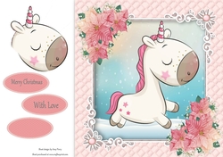 Gorgeous Unicorn 2 In Pink Christmas Frame 8x8