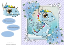 Gorgeous Dragon In Blue Christmas Frame 8x8