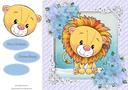 Gorgeous Lion In Blue Christmas Frame 8x8